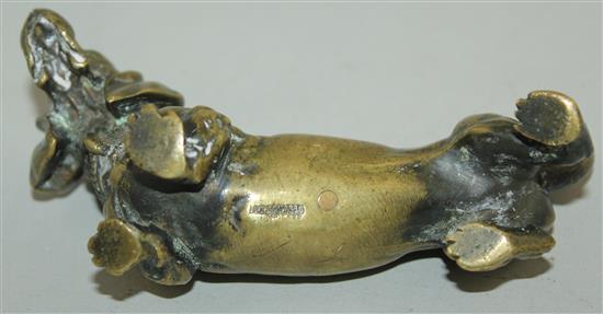 An early 20th century Austrian bronze model of a Daschund, 5in.